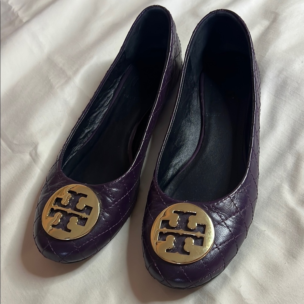 Tory Burch Purple Quilted Ballet Flats